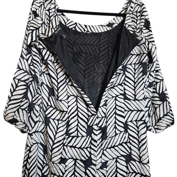 White House Black Market Silk Spandex Blend Shift Dress Lined Abstract sz Large - Picture 5 of 10